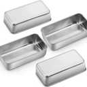 P&P CHEF Loaf Pan Set, 9 x 5 Inch Bread Pans, Stainless Steel Loaf Toast Baking Pans For Bread Meatloaf Lasagna Cake, Healthy & Non Toxic, Oven Safe& Easy Clean, (Silver, 4Pcs)