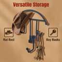 2 Pack Cowboy Hat Rack for Wall, Metal Western Hat Hanger with Hooks, Wall Mount Cowboy Hat Holder Organizer for Wide Brim Hats, Matte Black Hat Hook Rack for Entryway and Bedroom Decor