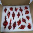 Christmas Ball Ornaments Glass Drop Decoration Holiday Trees Wreaths Garland Decor Red Color Size: 1.57''-5.39''(17 Pieces)
