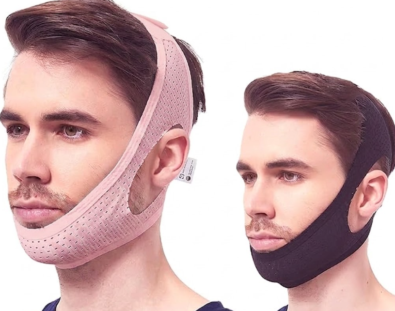 Chin Strap for Cpap Users, Black & Pink Comfortable Mesh Anti Snoring Chin Straps for Men Women, Upgraded Adjustable Cpap Chin Strap to Keep Mouth Closed While Sleeping(2 Pack)