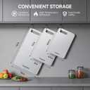 3 x Titanium Cutting Boards Set of 3, 100% Pure Titanium Kitchen Cutting Board, Double-Sided Non-Toxic Cutting Board, Ideal for Slicing and Dicing Meats, Features Handle, Dishwasher Safe