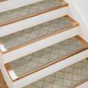 Art3d Stair Treads for Wooden Steps 15Pcs, 8" X 30" X 0.4" Non Slip Stair Runner Rugs with Reusable Adhesive for Elders Kids and Dogs, Washable Peel and Stick Stair Treads Carpet, Beige