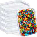 Sanwuta 6 Pcs Clear Hard Zipper Case Plastic Zipper Pouches Transparent Makeup Bag Pencil Case Pouches Toiletry Diaper Bag for Travel Toy Storage Organizer Bins(White,9.84 x 7.87 x 2 Inch)