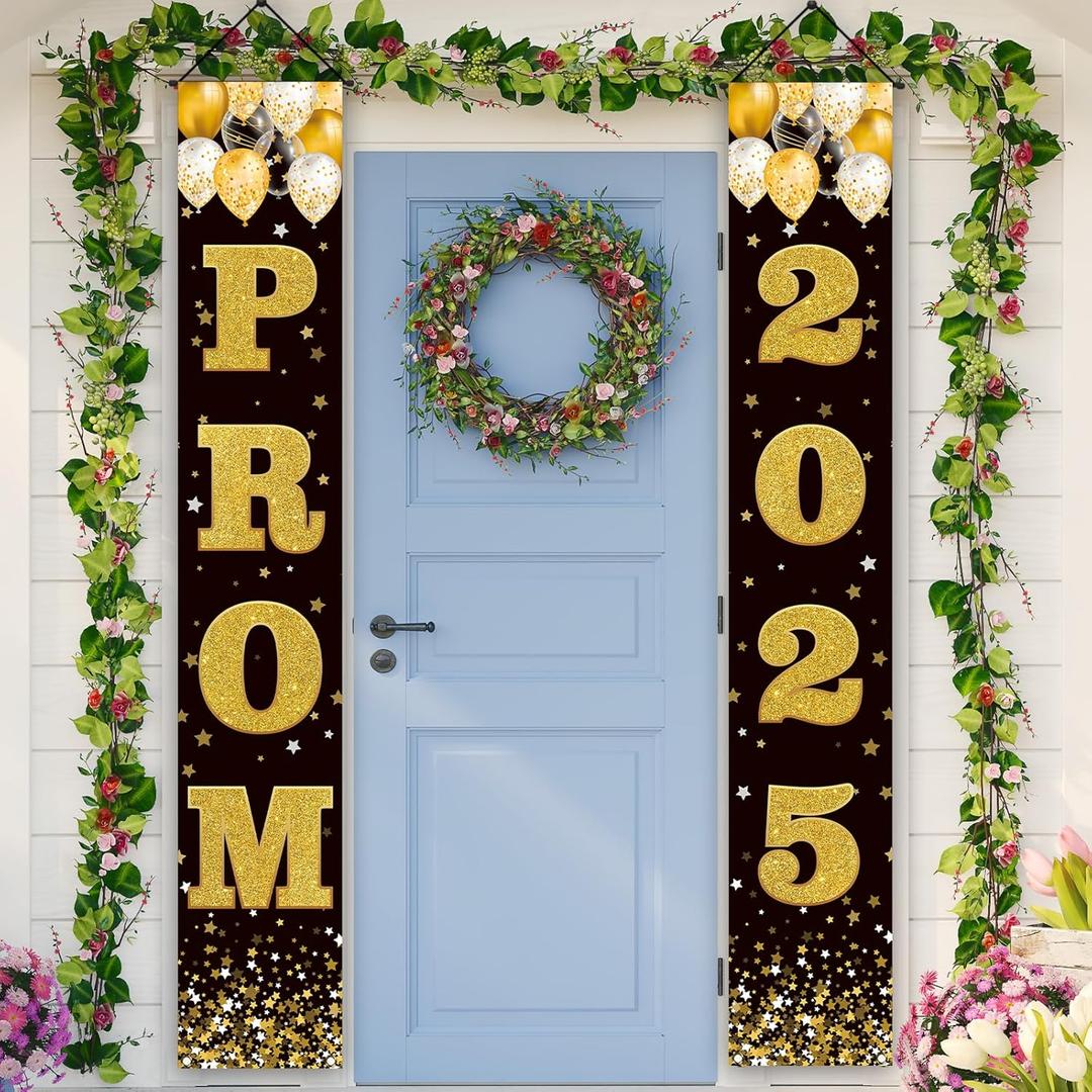 Decoraciones de graduacin 2025, fuente de graduacin, porche, letrero de bienvenida de clase de 2025, decoracin de fiesta de graduacin y suministros para el aula del hogar, 12 x 71 pulgadas