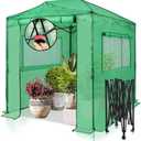 EAGLE PEAK Instant Pop-up Greenhouse, Indoor Outdoor Plant Gardening Green House, Roll-Up Zipper Doors and Side Windows, Walk in 8x6 ft, PE Cover, Green/Clear