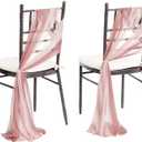 Ling's Moment Wedding Chiffon Chair Sashes Cover Aisle Decorations Draping Fabric Wrinkle-Free with Tie 16 Pcs Dusty Rose & Mauve for Party Ceremony Reception Floral Arrangement Banquet Outdoor Decor