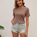 Womens T Shirts Short Sleeve Crew Neck Shirts Basic Tee Tops Blouse Summer Casual Tee Tops S-XXL (L)