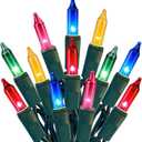 HISHINY Christmas Lights 100 Count Multicolor Christmas Tree String Lights with Green Wire for Outdoor Indoor Christmas Decorations Wedding Decorations Valentines Day Decor,UL Certified (21feet) (21ft)