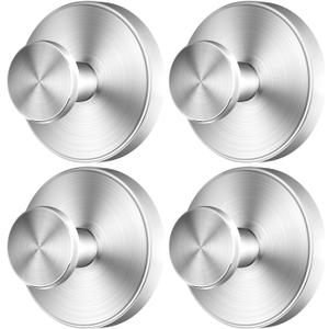 2025 Upgraded Drill-Free Suction Cup Hooks, Stainless Steel Suction Cup Hooks for Shower, Mirror, Wall, Bathroom, Glass, Hanging Towels - 4 Pack, Brushed Silver
