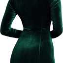 cailami Women's Sexy Bodycon Long Sleeve Velvet Elegant Mini Homecoming Party Dresses (Green, M)