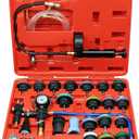 JoyFans Coolant Pressure Tester Kit, Cooling System Coolant Vacuum Refill Kit Automotive Tools Works on Radiator Leak Test & Coolant Fill Purge Service for Cars Trucks Airlift (20"x18"x4", Red Suitcase)