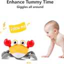 Crawling Crab Baby Toy Gifts: Tummy Time Toys Walking Dancing Cute Essentials Electric Induction Sensory Stuff Moving Babies Crabs with Light Up Music for Toddler Boys Girls Items Interaction Gadgets
