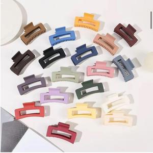 Matte Hair Claw Clips, Large Rectangle Design, 8 Pack Multi-Color Collection, Gentle Grip, Adorable Style for Little Princesses Soft Flexible Clips in Cute Designs