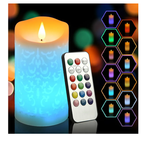NICEME 6" LED Multi Colored Flameless Candle with Remote Control Timer Realistic Wax Color Changing Candle Battery Operated Candle with Flickering Flame