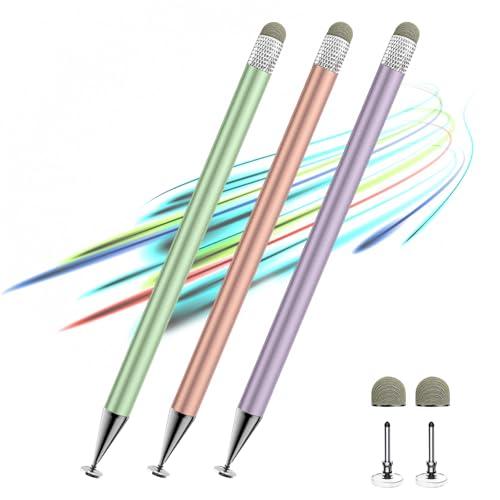 Stylus Pen for Touchscreen,3pcs 2in1 High Precision Sensitivity Stylus, Suitable for iPhone/ipad/Android Stylus for ipad,Compatible with Touch(Green/Purple/Rose Gold + 4Tips)