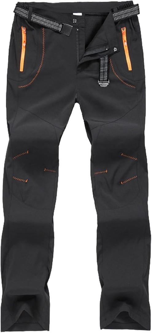 HYCOPROT Men's Snow Ski Waterproof Softshell Snowboard Pants Fleece Lined Winter Outdoor Windproof Warm Hiking Cargo Pants (38, Black)