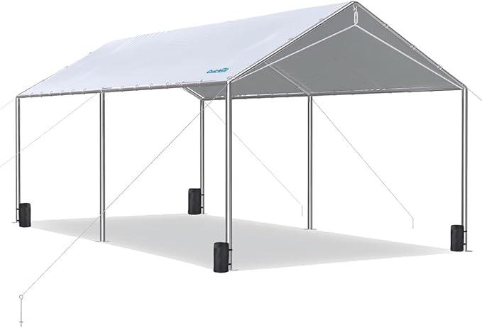 Quictent 10x20 ft Heavy Duty Car Canopy Galvanized Frame Carport Outdoor Party Tent Boat Shelter with 3 Reinforced Steel Cables - Grey Quictent 10x20 ft Heavy Duty Car Canopy Galvanized Frame Carport Outdoor Party Tent Boat Shelter with 3 Reinforced Steel Cables - Grey