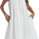 YOZLY Cotton Nightgowns for Women Sleeveless Tank Night Gown Sleepwear with Pockets (3X-Large, A-Solid White)