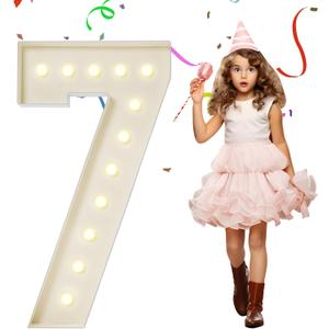 4FT Marquee Numbers, Large Light Up Numbers 7 for 7th 17th 70th Birthday Party Decorations, Giant Light Up Number for Anniversary Decor, 4 Feet Mosaic Number 7 with LED Lights DIY Kit