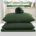 Entisn Pure Cotton Sheets King Size Bed Set 4 Pieces, 400 Thread Count Cotton Sheet Set with All Around Elastic for Snug Fit, All Seasons Breathable & Soft Bedding, 16 Inch Deep Pocket, Olive Green