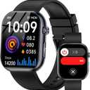 Smart Watch for Men Women (Receive/Make Calls), 1.96" AMOLED Slim Sports Fitness Tracker, Heart Rate/Sp02/Sleep/Body Composition Monitoring, SOS, IP68 Waterproof, Pedometer for Android/iOS (Black)