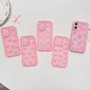 NITITOP Compatible with iPhone 16 Plus Case Cute Clear Pink Glitter Bow Knot Design Shiny Star Sparkle Bling Diamond Girls Women Soft TPU Shockproof Protective Phone Cover - Dot Heart Bow