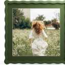 12x12 Picture Frame with Mat for 10x10, Wavy Edge Wooden Real Glass Photo Frame for Wall Hanging, Green, 1 Pack