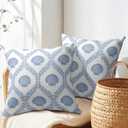 Light Blue Coastal Pillow Covers 18x18 Set of 2 Ocean Coral Shell Pattern Outdoor Decorative Linen Summer Throw Pillows Cases with Zipper Cushion Cover Rustic Decoration Farmhouse Sofa Couch Bed Decor