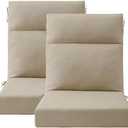 Unimatta Outdoor High Back Chair Cushion Seat Pads, 2-Pack 44 x 21 Inch Water-Repellent & Fade-Resistant Patio Furniture Cushions with Ties for Adirondack, Rocking Chairs, Tan