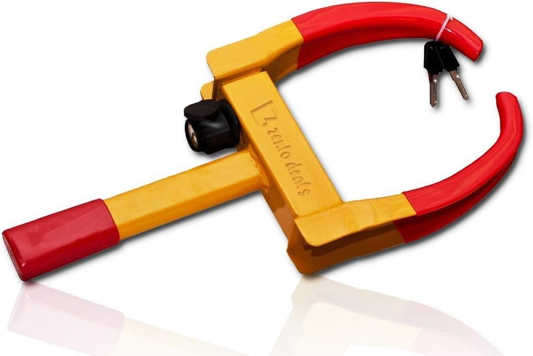 Zento Deals Security Tire Clamp - Heavy Duty Anti- Theft Vehicle Wheel Lock for Car Trailer