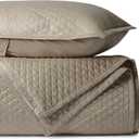 BIOWEAVES 100% Organic Cotton Quilt King Size - Diamond Stitched Quilted bedspreads - All Season Oversized Coverlet Set - GOTS Certified Bedding Set | 1 Quilt & 2 Pillow Shams, Coverlet Set - King / Cal King