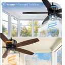 Fanbulous 52" Outdoor Ceiling Fans with Lights and Remote Control,IP65 Wet Rated Waterproof Ceiling Fan with 6-Speed DC Motor, Farmhouse Gazebo Fan for Porch Patios PavilionBlack