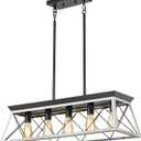 HuixuTe 5-Light Farmhouse Chandeliers for Dining Room, Rustic Kitchen Island Lighting, Adjustable Height Pendant Light for Kitchen, Dining Room Table White