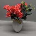 LESING Artificial Rose Flowers with Vase Faux Silk Fake Rose Flowers Bouquets in Vase Table Centerpiece Arrangement for Home Wedding Decoration (Red)