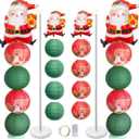Christmas Balloon Column Stand Kit And Paper Lantern 2 Sets 6.2 Feet with Reusable Metal Telescopic Design for Christmas Decorations