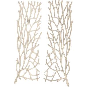 Deco 79 Aluminum Metal Coral Home Wall Decor Inspired Wall Sculpture, Set of 2 Wall Art 10"W, 34"H, Silver