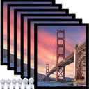 6 Sets 9x11 Picture Frame, Frames for 9 x 11 Canvas Collage Photo Poster Certificate Wall Gallery, High Transparent Horizontal Vertical Black 9 by 11 Inches