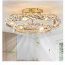 20" Chandelier Fan Bladeless Ceiling Fan with Light, Boho Fandelier Caged Ceiling Fans with Lights and Remote, Modern Flower Ceiling Fan with Light for Girl's Bedroom, Living Room