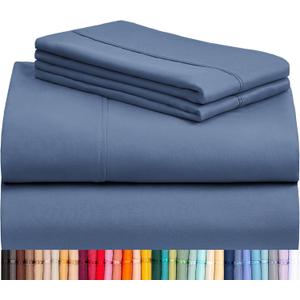 LuxClub 4 PC Queen Sheet Set, Breathable Luxury Bed Sheets, Deep Pockets 18" Wrinkle Free Cooling Sheets Machine Washable Hotel Bedding Silky Soft - Oxford Queen