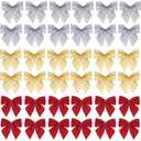 90 Pcs Christmas Tree Bows, Fengek 2.36 Inch Mini Ribbon Bows Ornaments for Christmas Decoration Gift Wrap Supplies, Multicolor A