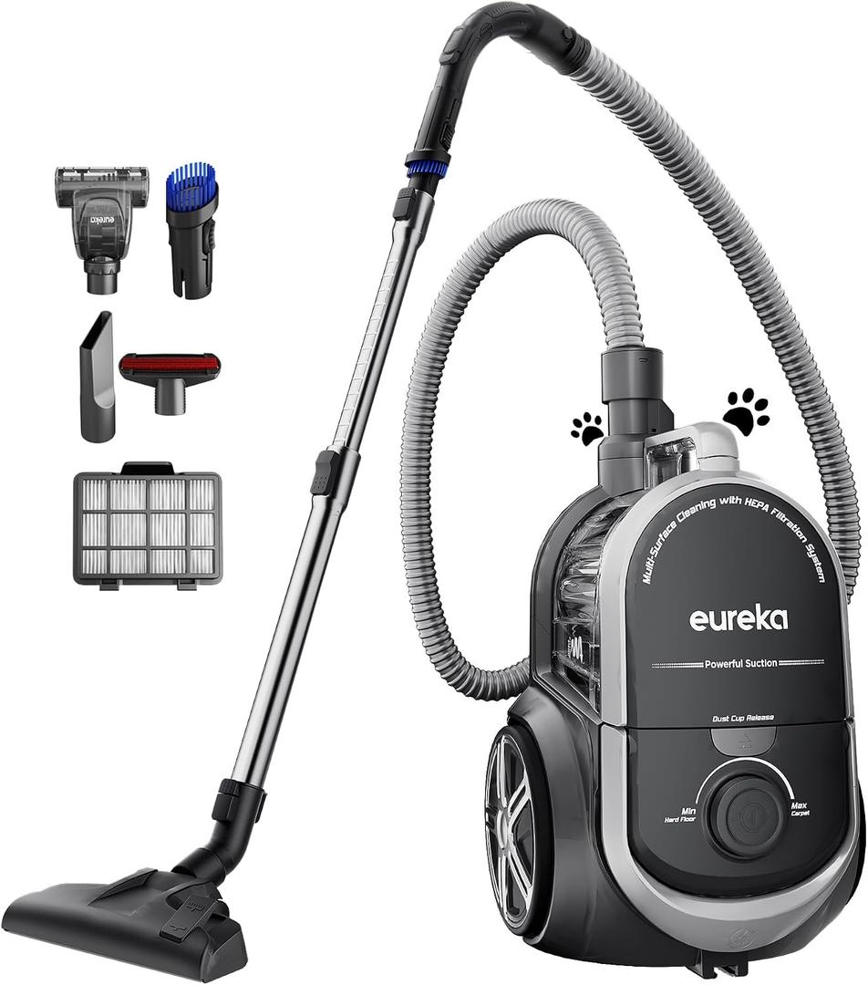 Kenmore DC5070.01 Upgrade 500 Series Bagless Canister Vacuum with Hair Eliminator Brushroll2-Motor Cyclonic Technology, HEPA Filtration & 24' Auto Cord Rewind for Pet, Carpets, Hard Floors, Stairs