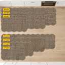 JSEI Scalloped Non-Slip Kitchen Rugs for Floor,24"x72", Taupe