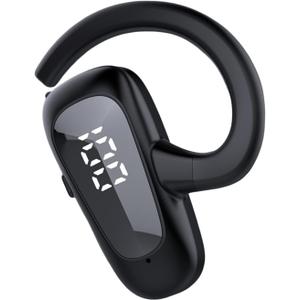 Yunseity Single Ear Headphone, Earpiece IPX4 LED Digital Display Single Ear Headset for Sports Driving