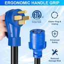 NEMA 14-50P to L14-30R Generator Transfer Switch Adapter Cord, 50A Male to 30A Female 250V/125V Generator RV EV Dryer House Adapter Plug, Twist Lock 4-Prong, STW 10AWG Heavy Duty Cable, 18 Inch