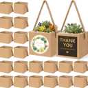 ULLIKI 2.5 Inch Succulents Wrap Bags with Thank You & Let Love Grow Stickers, Mini Succulent Gift Bags with Handles, Succulent Party Favors for Guests, Garden Party Favors for Guests (Brown 40pcs)