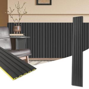 Art3d WPC Wainscoting Panels, 16-Pack 48 x 6 Inch 3D Wall Accents for Interior Wall Decor, Living Room, Bedroom, Black (48" * 6")