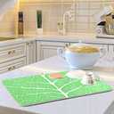 Green Leaf Dish Drying Mat for Kitchen Counter Absorbent Microfiber Drying Pad, Medium 16x18 in