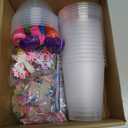 MOVINPE Unicorn Party Favors Personalize Goody Cups with Gift Tags, Filled with Unicorn Themed Reusable Straws Stampers Luminous Keychains Slap Bracelets Hair Clips Rings 3D Stickers