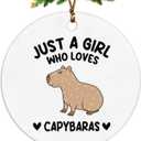 Capybara Ornament, Capybara Ornament, Capybara Gifts, Capybara Tree Decorations, Just a Girl Who Loves Capybaras Ceramic Ornaments, Capybara Decorative Hanging Ornament