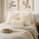 EMEMA Decorative Throw Pillow Covers Daisy Sun Flower Jacquard Pillowcase Cushion Case Rectangle for Couch Sofa Bed Living Room Bedroom Set of 1, 12x24 Inch, Beige